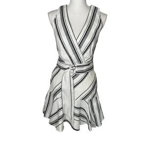 Ted Baker women's Alicee black white linen blend mini belted dress size US 0-2